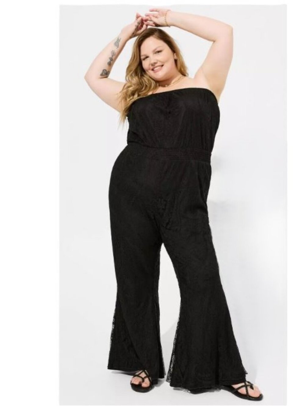 Torrid NEW 1X 1 14 16 Festi Black Lace Jumpsuit Strapless Party Cocktail